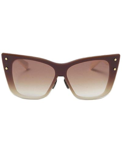 BALMAIN EYEWEAR Chain Link Detailed Cat Eye Frame Sunglasses - Brown