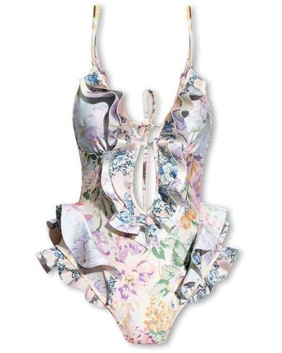 Zimmermann Floral Printed One Piece Swimsuit - White