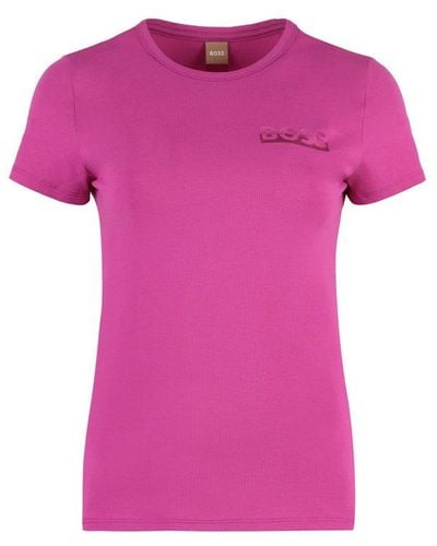 BOSS Cotton Crew-neck T-shirt - Pink