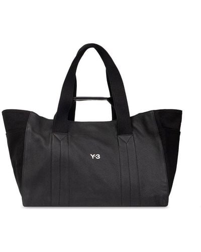 Y-3 Lux Logo Printed Large Tote Bags - Black