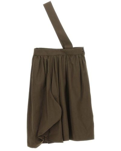 Comme des Garçons Dungarees-style Pleated Midi Skirt - Brown