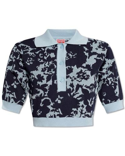 KENZO Patterned Polo Shirt, - Blue