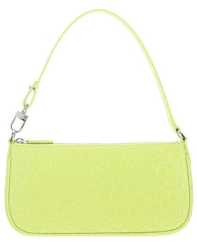 BY FAR Embossed Zipped Shoulder Bag - Green