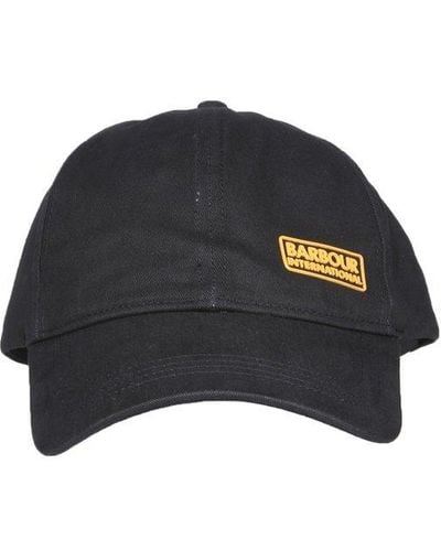Barbour Cotton Baseball Hat With Rubberized Logo Patch - Black