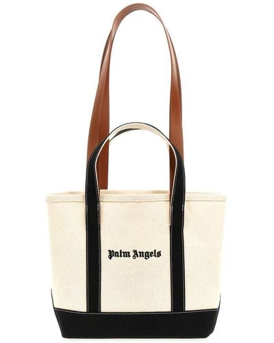 Palm Angels Logo Shopping Bag Tote Bag - Natural
