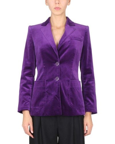 Alberta Ferretti Single-breasted Velvet Jacket - Purple