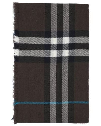 Burberry Checked Fringed-edge Scarf - Black
