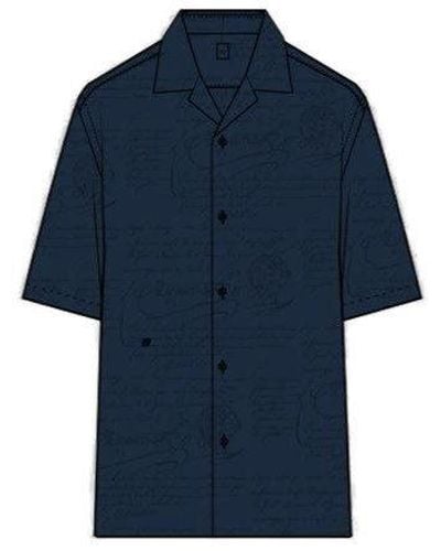 Berluti Collared Short-sleeve Shirt - Blue
