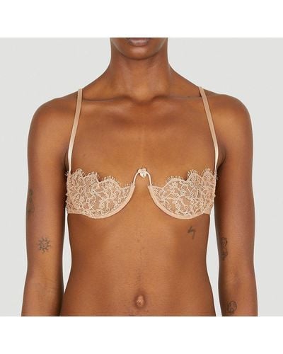 Gucci Sweetheart Neck Floral-lace Bra - Brown