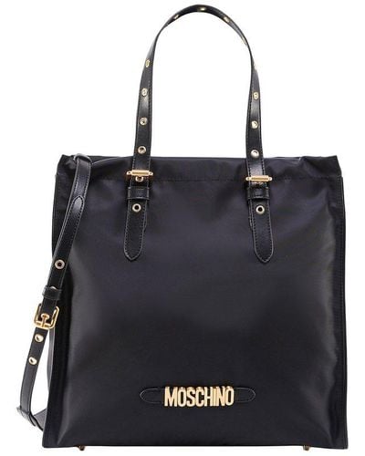 Moschino Logo Lettering Plaque Shoulder Bag - Black