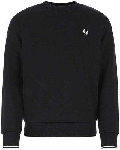 Fred Perry Logo-embroidered Crewneck Sweatshirt - Black