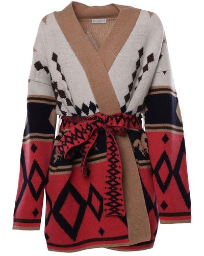 Ballantyne Belted Knitted Cardigan - Red