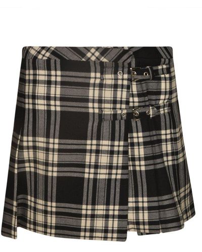 Alessandra Rich High Waisted Buckle Detailed Mini Skirt - Black