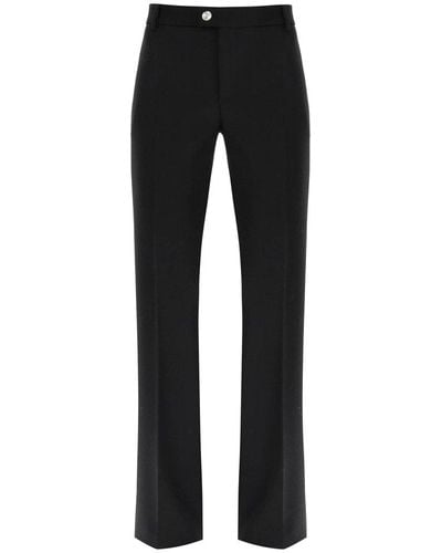 Blumarine Wool Trousers With Jewel Button - Black