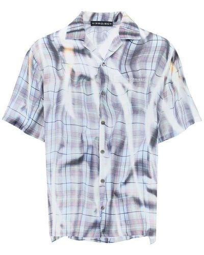 Y. Project Checked Short-sleeved Shirt - Blue