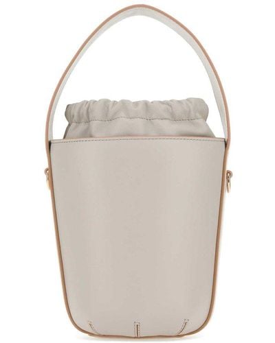 Chloé Light Leather Bucket Bag - White