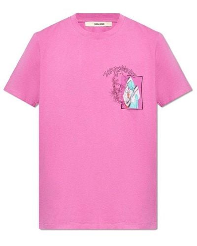 Zadig & Voltaire 'ted' T-shirt With Print, - Pink