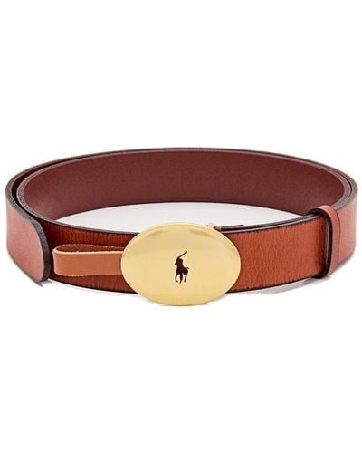 Polo Ralph Lauren Logo Plaque Buckled Belt - Brown