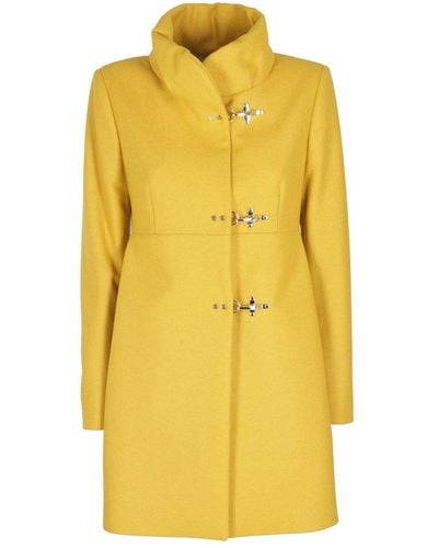 Fay High Neck Long-sleeved Coat - Yellow