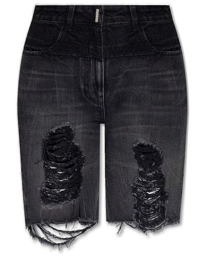 Givenchy Gray Denim Shorts - Black