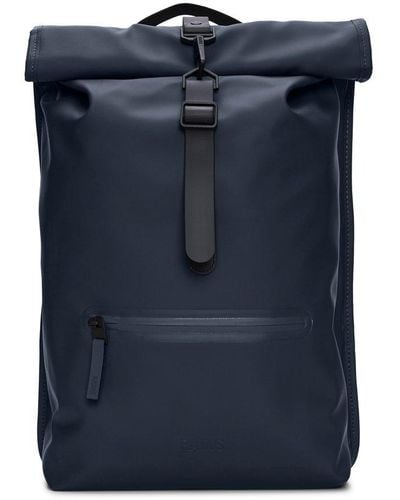 Rains Rolltop Zip-detailed Backpack - Blue