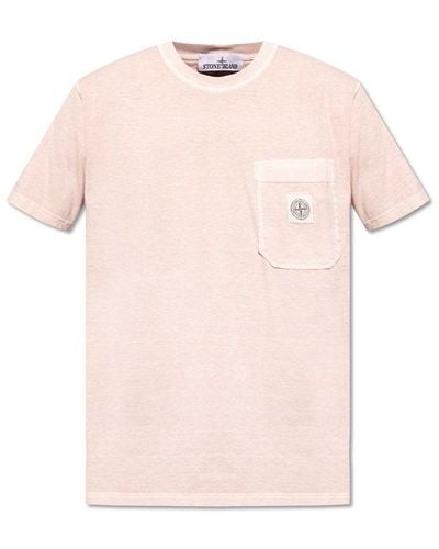 Stone Island T-shirt With Logo, - Pink
