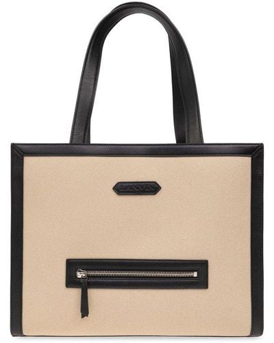 Lanvin Contrasting-trim Top Handle Bag - Black