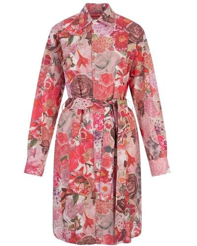 Marni Floral Printed Long-sleeved Dress - Red