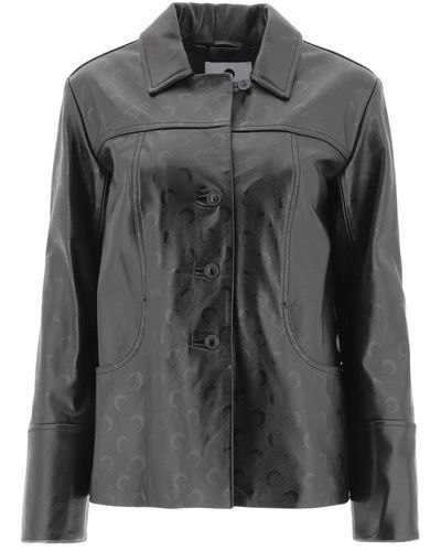 Marine Serre "moon" Leather Jacket - Black