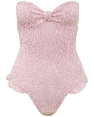 Reina Olga Ruffled Strapless Swimsuit - Pink