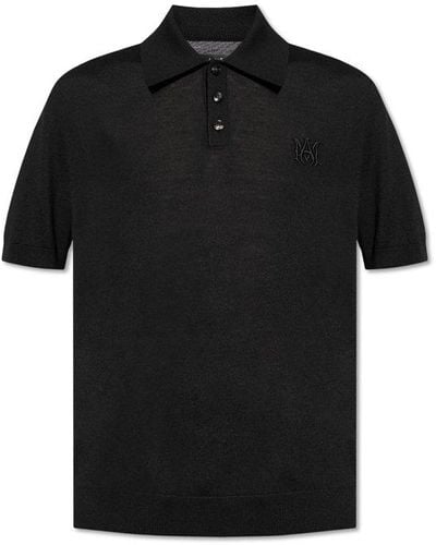Amiri Ma Embroidered Short-sleeved Polo Shirt - Black