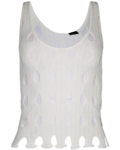 Pinko Open-knitted Layered Tank Top - White