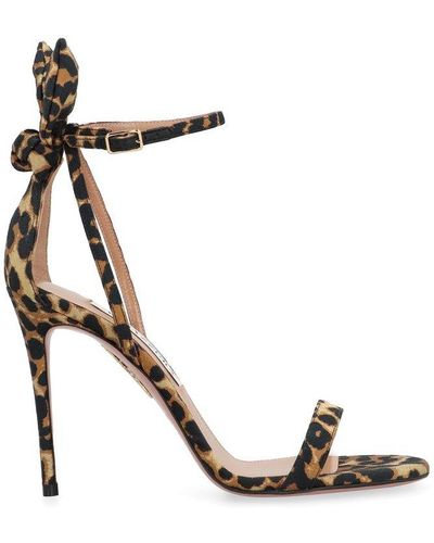Aquazzura Bow-detaled Leopard Printed Heeled Sandals - Black
