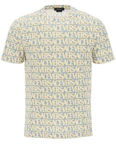 Versace Allover Logo-printed Crewneck T-shirt - White