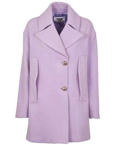MSGM Buttoned Wrap Coat - Purple