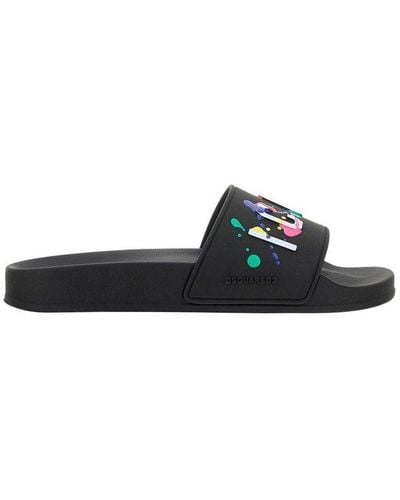 DSquared² Logo Embossed Slip-on Sandals - Black