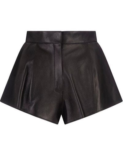 Alexander McQueen High Waist Shorts In Leather - Black