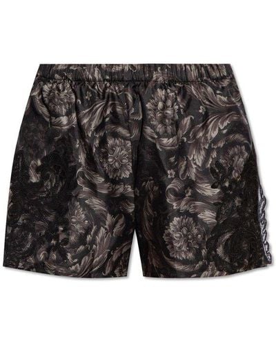 Versace Silk Pyjama Shorts, - Black