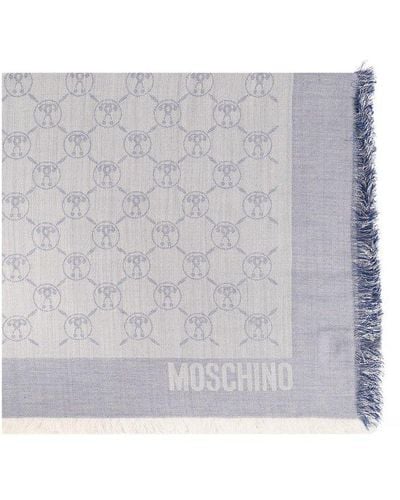 Moschino Scarf With Monogram, - Grey
