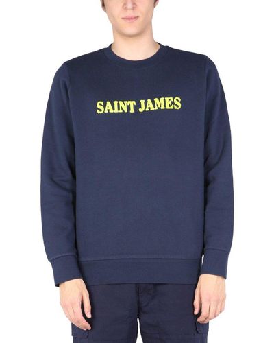 Saint James Logo Print Crewneck Sweatshirt - Blue