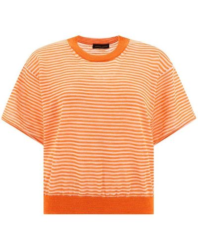 Roberto Collina Stripe Detailed Short Sleeved Top - Orange