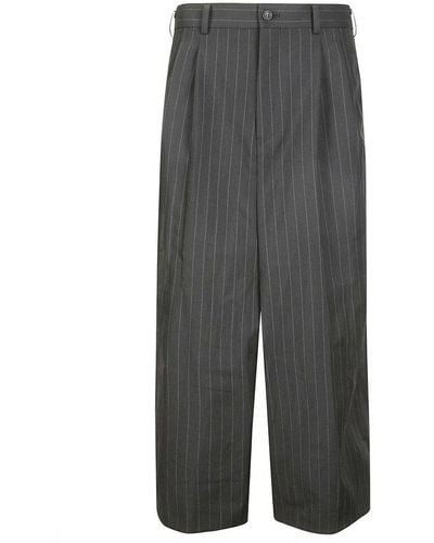 Comme des Garçons Pinstriped Pleated Trousers - Grey