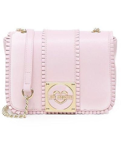 Love Moschino Logo-plaque Chain-linked Crossbody Bag - Pink
