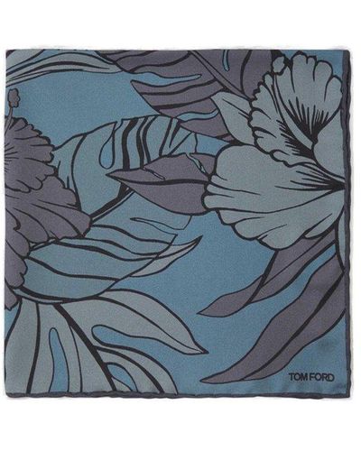 Tom Ford Silk Floral Motif Pochette - Blue