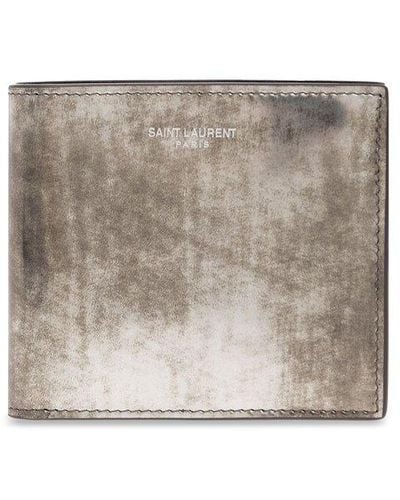 Saint Laurent Leather Wallet - Grey