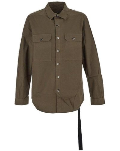 Rick Owens Long-sleeved Button-up Shirt - Gray