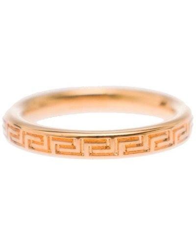 Versace Gold-tone Ring With Greca Motif In Gold-tone Metal - White