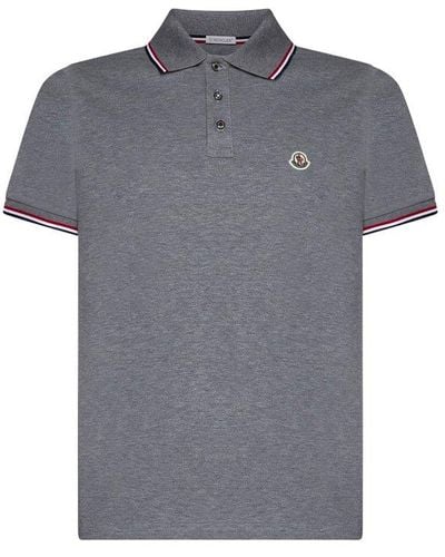 Moncler Logo Patch Short-sleeved Polo Shirt - Grey