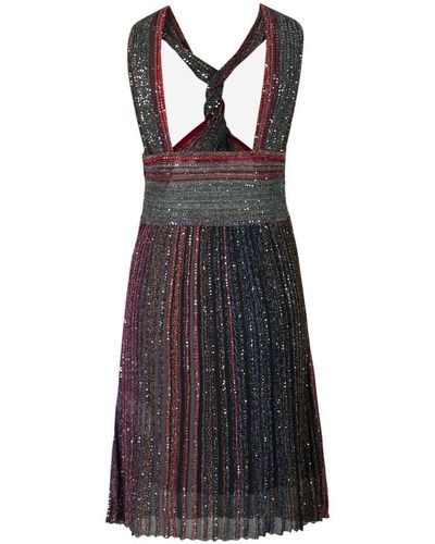 Missoni Striped Knitted Dress - Red