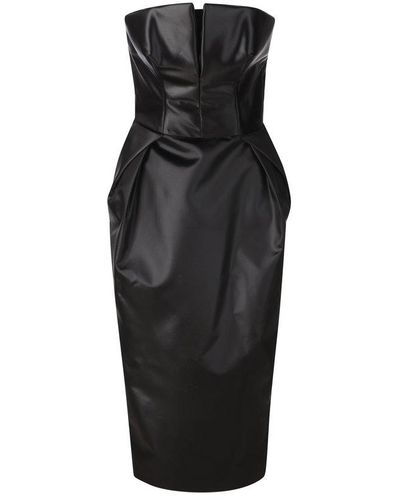 Maison Margiela Strapless Pleat-detailed Midi Dress - Black